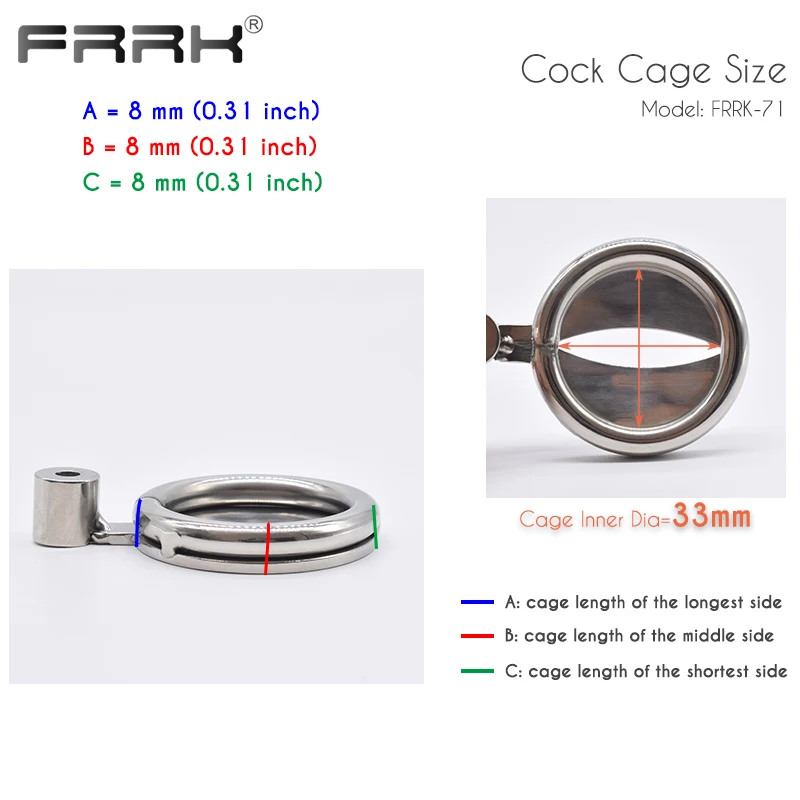 FRRK Flat Male Chastity Cage with Hex Cock Lock Steel Penis Rings BDSM Intimate Sex Products Adults Toys for Men 정조대