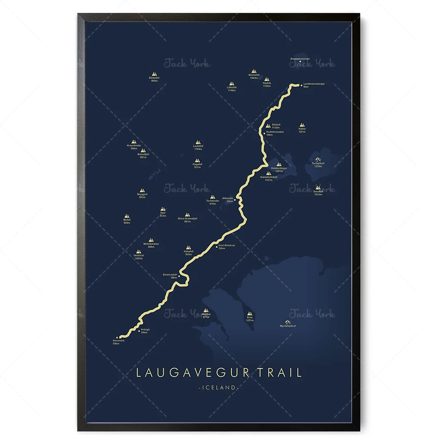 Laugavegur Trail Map | Laugavegur Poster | Iceland Hiking Poster | Trail Map Art | Relive your Adventures