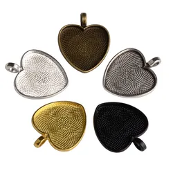 10pcs 25mm Peach Heart Glass Cabochon Settings Jewelry Accessories Blank Cameo Base Trays Bezels DIY Jewelry Making