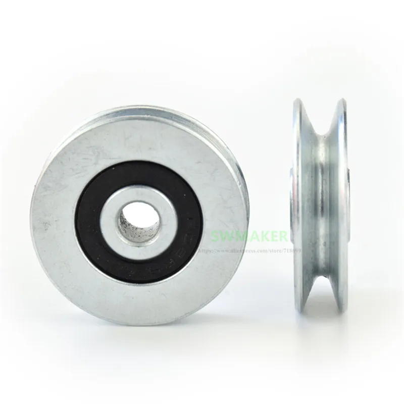 2 peças 6*33*8mm ranhura em v, fio de aço sobre linha roda guia de roda de elevação, rolamento de polia de metal, roda de rolamento mecânica