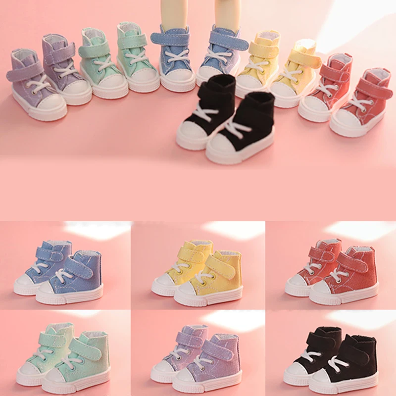 M1079 children handmade toy 1/6 1/4 1/3 Doll Accessories BJD/SD doll shoes candy color High top canvas shoes 1pcs