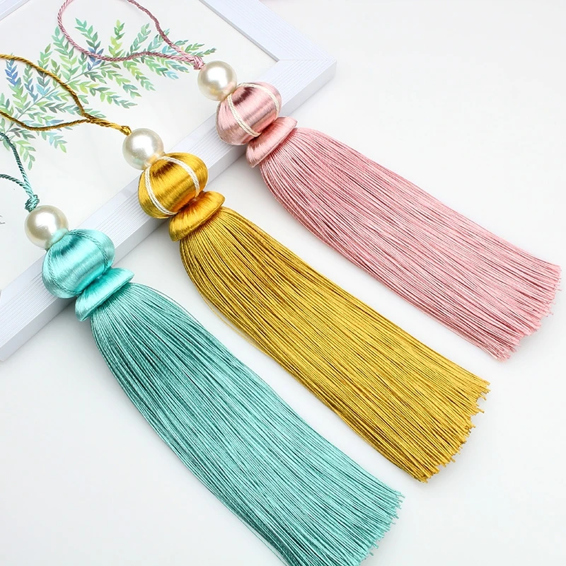 6PCS Lanyard Silk Tassel Sewing Curtain Simple Big Tassel Accessories Key Tassel Pendant For Fabric Home Decoration