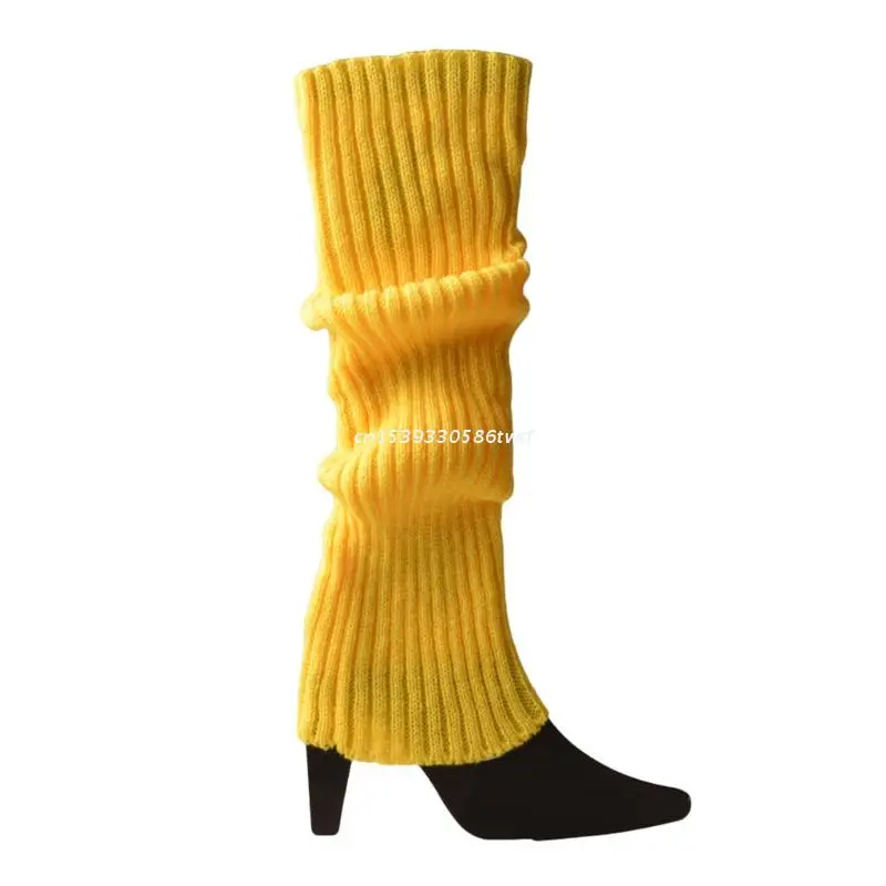 Women Halloween 80s Neon Colored Knit Leg Warmers Ribbed Bright Footless Socks Dropship