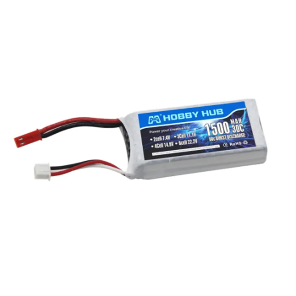 Batterie Lipo 7.4V 1500mAh 30C pour pièces d'avion hélicoptère RC 2s 7.4V, Lithium avec prise JST/T/XT60