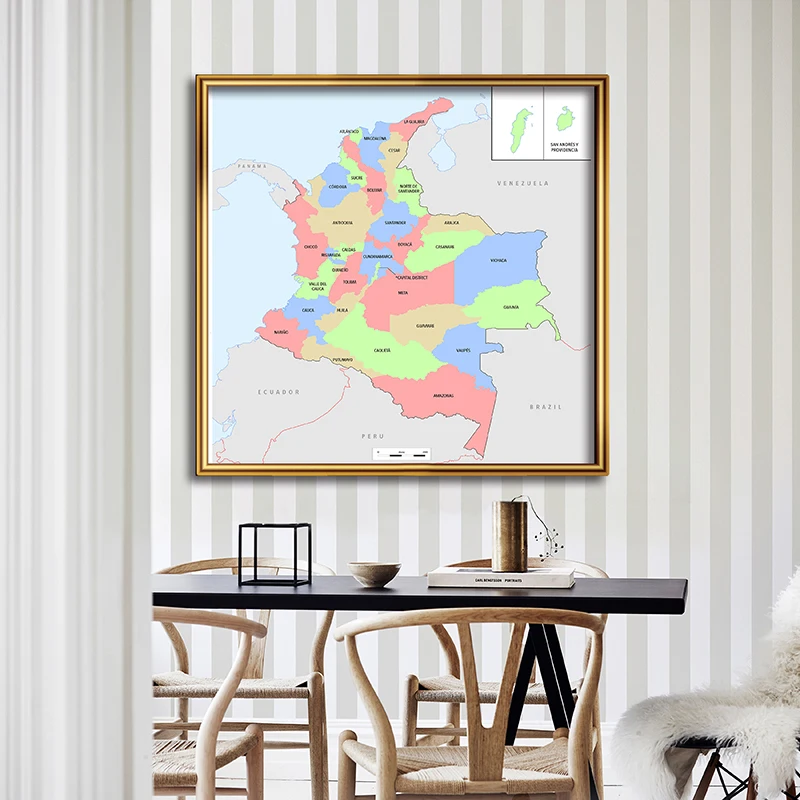 150*150 cm em espanhol colômbia mapa não-tecido lona pintura da parede arte cartaz sala de estar decoração para casa crianças estudo suprimentos