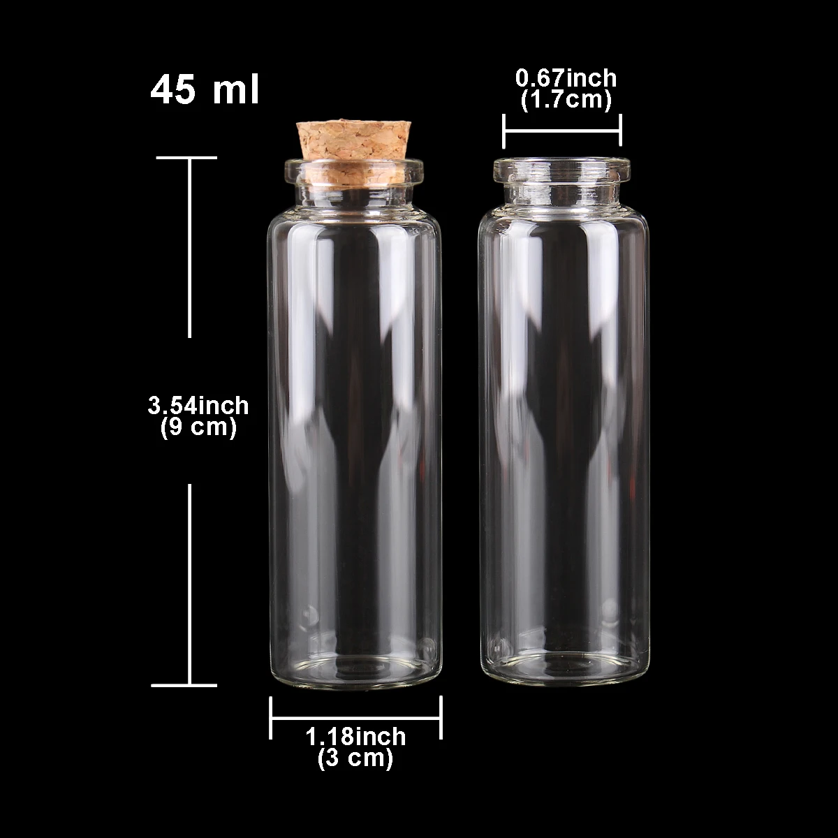 5pcs 45ml 30*90mm Glass Drifting Glass bottle with Cork Lids Potion bottles Glass Jars Wishing bottles for Wedding favors