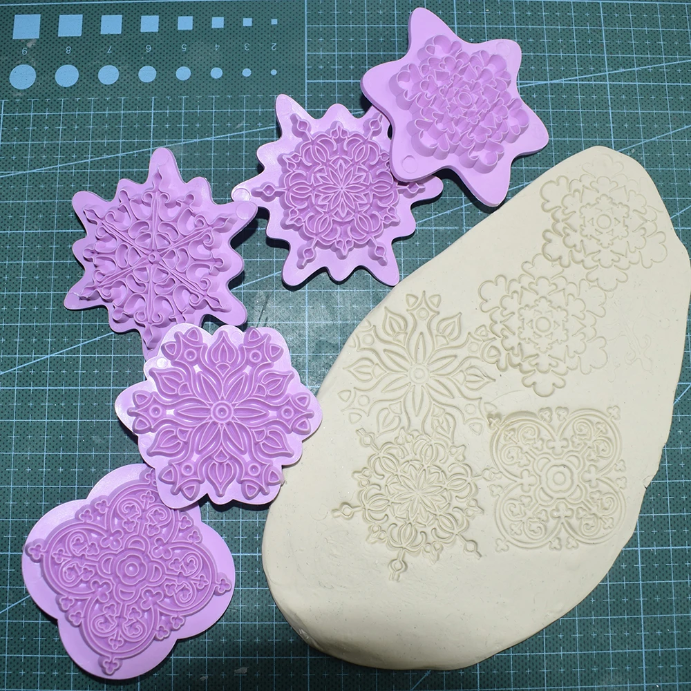 Mandala Pottery Stamp Polymer Clay Texture Emboss Seal Designer DIY Clay Jewelry Impression Make Ceramic Art Craft Hobby Supplie