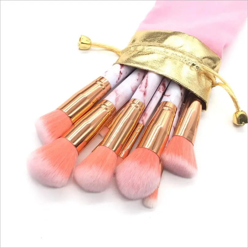 10pcs 대리석 불꽃 마블링 브러쉬 세트 소프트 파운데이션 파우더 아이섀도 브러쉬 키트 뷰티 뷰티 메이크업 도구 T0326