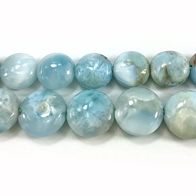 10/12mm AA Natural Larimar Beads Blue Coin DIY Loose Stone Beads For Jewelry Making Beads Women Men Bracelet Necklace Gift