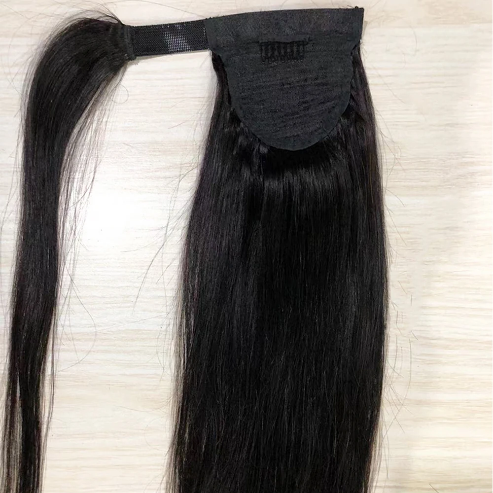 30 32 34 inch Ponytail Human Hair Extensions Straight Human Ponytail Drawstring & Wrap Ponytail 10A High Quality