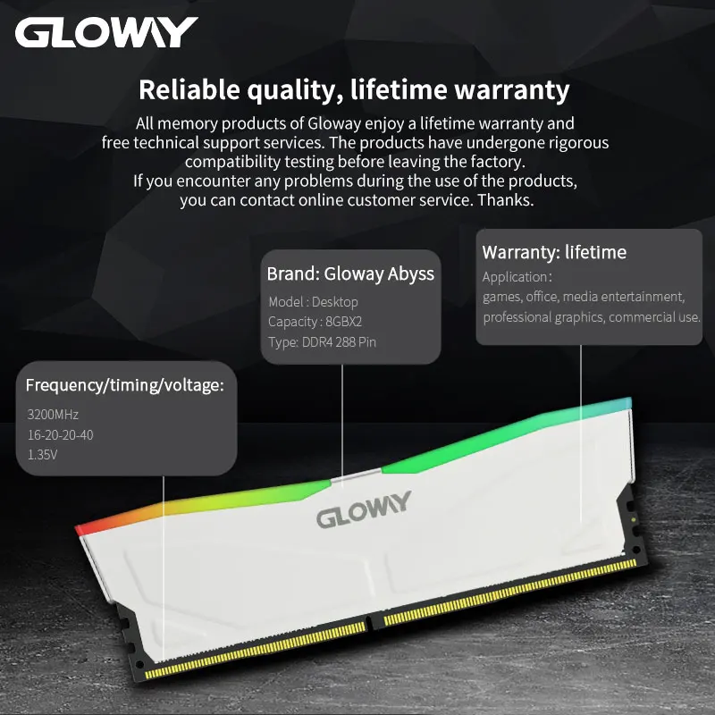 Imagem -06 - Gloway-memória Dual Channel para pc Desktop Ddr4 16gb 8gb 3200mhz 3600mhz