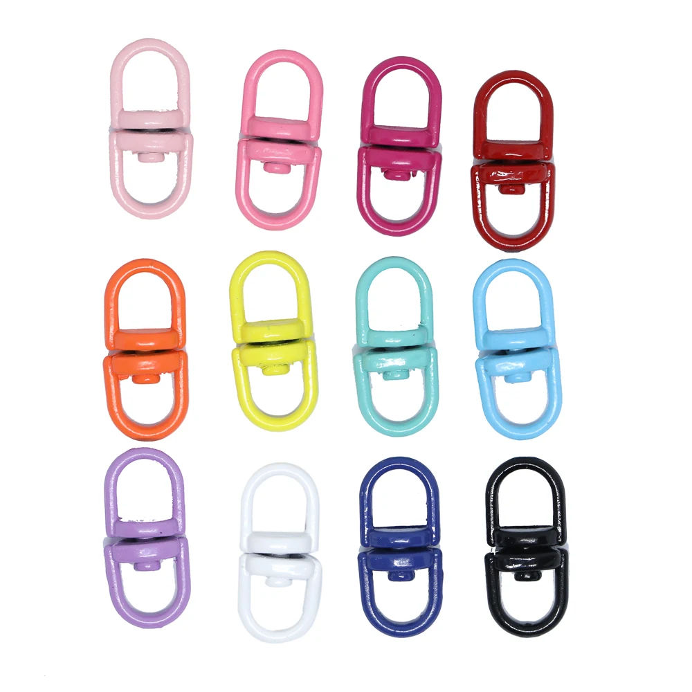 20Pcs Colorful Rotating 8 Word Toroid Ring Universal Ring Chain Buckle Shackle Wire Rope Lock Keychain Pendant Accessories