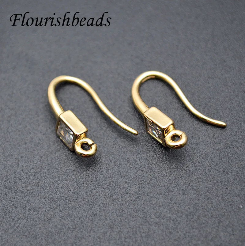 High Quality Nickle Free Real Gold Plating Metal Brass Earring Hooks Stud DIY for Jewelry Making Supplier 20pcs Per Lot