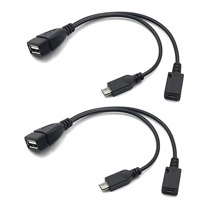 

2 in 1 Micro USB OTG Adapter with Power for Fire Stick/Host Devices etc - 2 Pack 20cm/7.87in