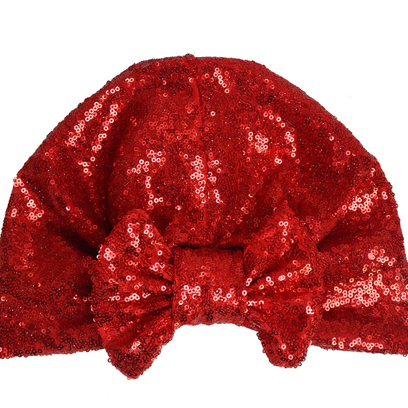 Muslim Sequins Bonnet Womens Bowknot Hijab Cotton Turban Hat Headwear Cap Head Wrap Chemo Beanies Bows Hair Cover Accessories