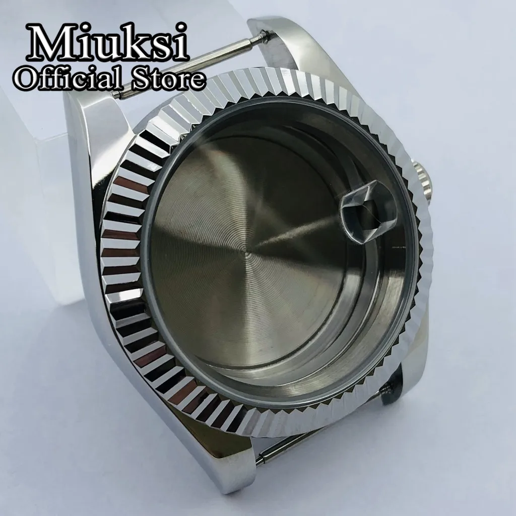 Miuksi 36mm/40mm silver case sapphire glass date window fit NH35 NH36 NH34 ETA2836 Miyota8215 821A Mingzhu DG2813 3804 movement