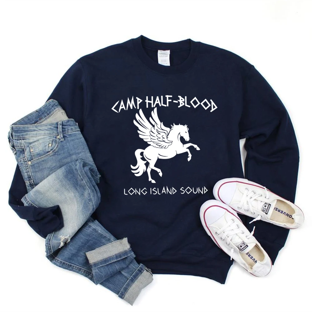 

Camp Half Blood Sweatshirt Percy Jackson Movie Hoodies Women Long Island Sound Greek Demi God Sweatshirts Heroes of Olympus Tops