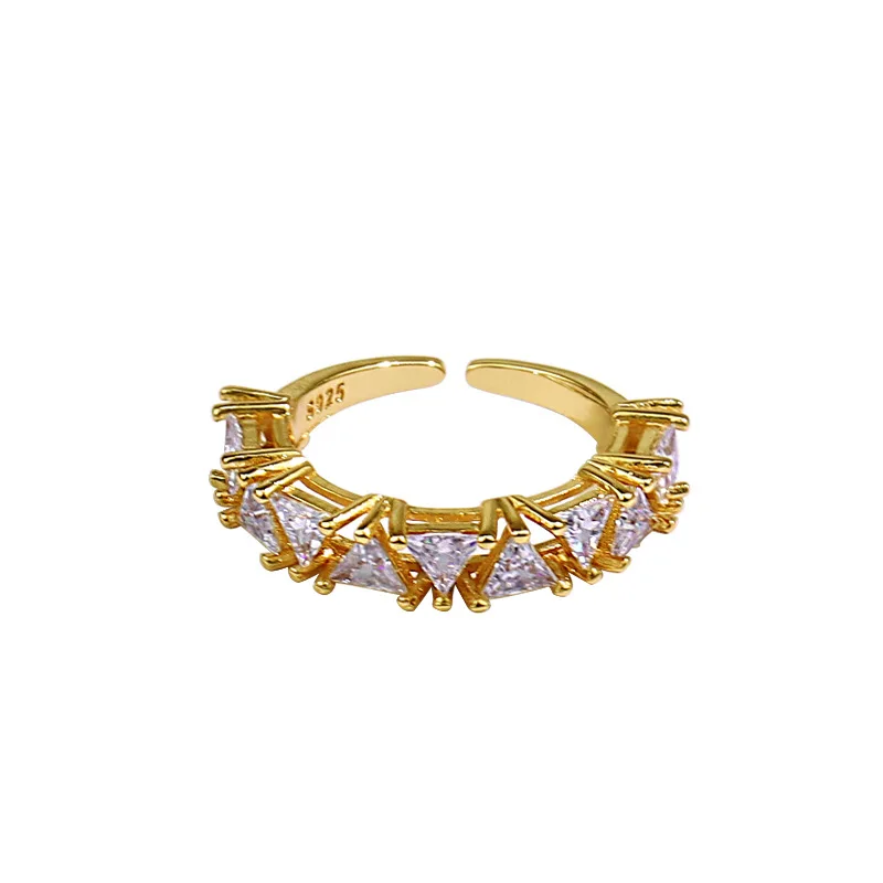 LIVVY New INS Simple Silver Color Luxury Geometric Zircon Rings For Women Fashion Wedding Party Jewelry Gifts