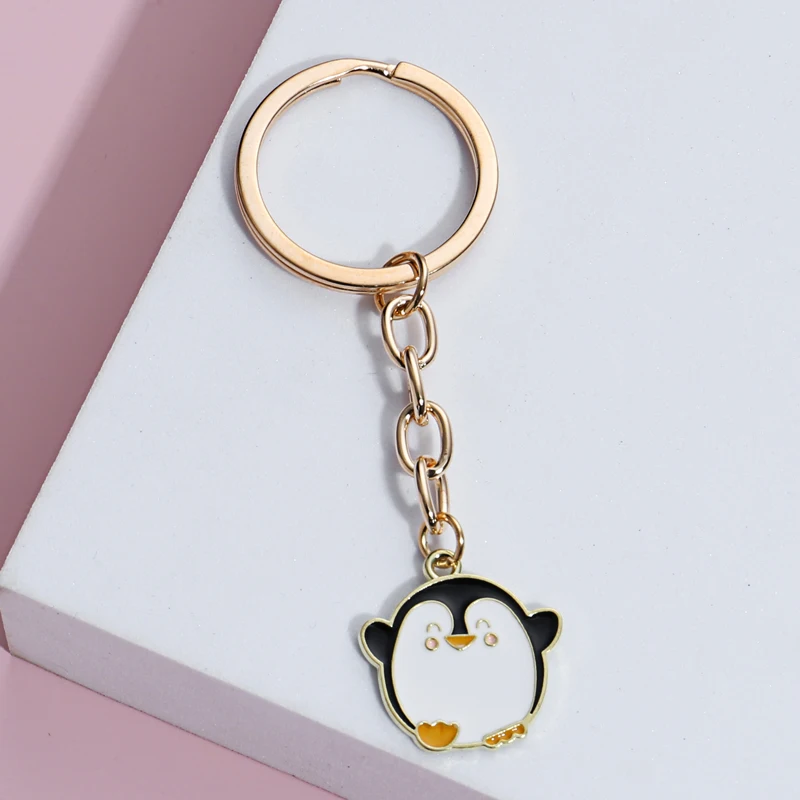 Lovely Penguin Keychain Enamel Key Ring Alloy Animal Key Chains For Women Men Handbag Accessorie Car Hanging Jewelry Handmade