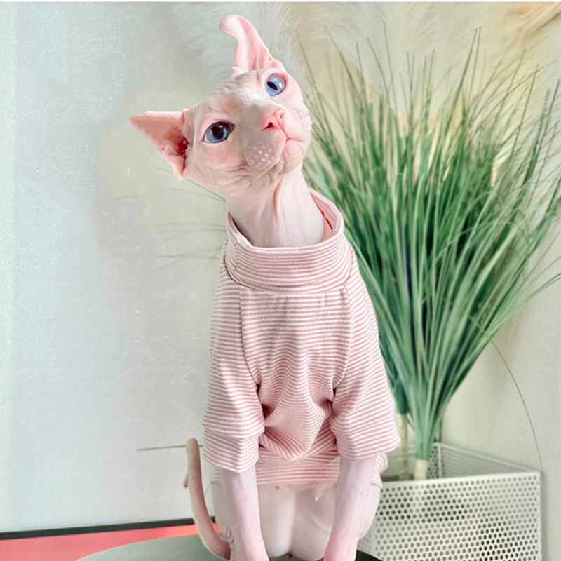 Cotton Sphinx Cat Dog Clothes For Small Puppy Hairless Cat Sweatshirt Clothing Stripe Pet Costume Kittens Jumpsuit Autumn Winter