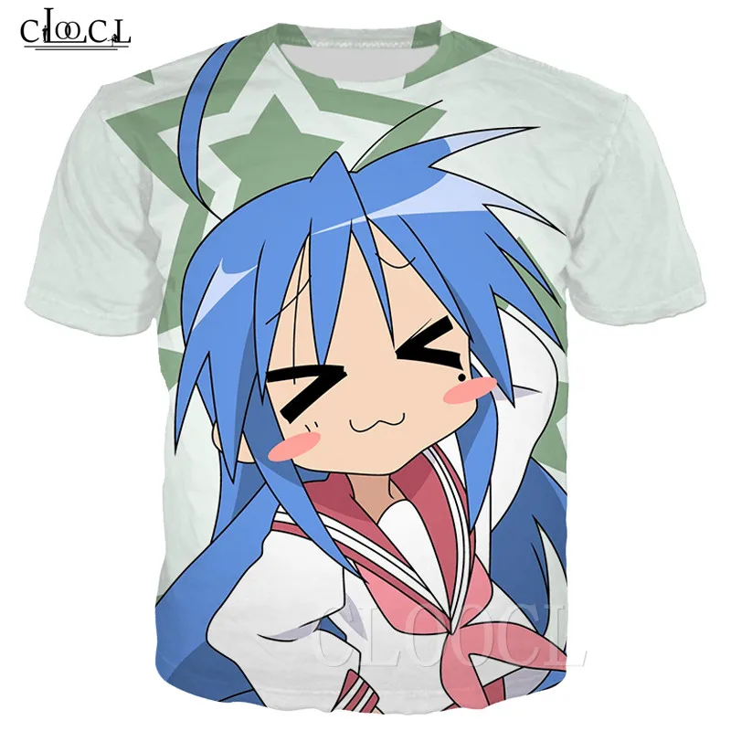 Lucky Star Japanese Anime T Shirt Mens Women Cartoon Anime Loli Oversized Sports T Shirts 3D Printed Couple Streetwear Tops