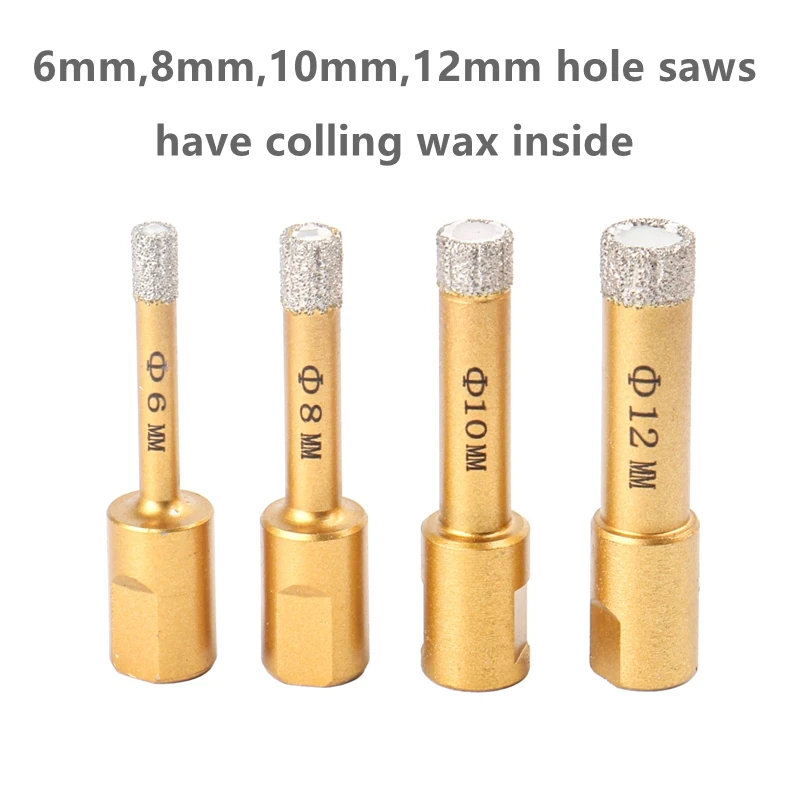 Versery 6-68mm 1PC M10 Thread Dry Vacuum Brazed Diamond Drilling Core Bit Ceramic Tile Hole Saw Granite Marble Drill Bits