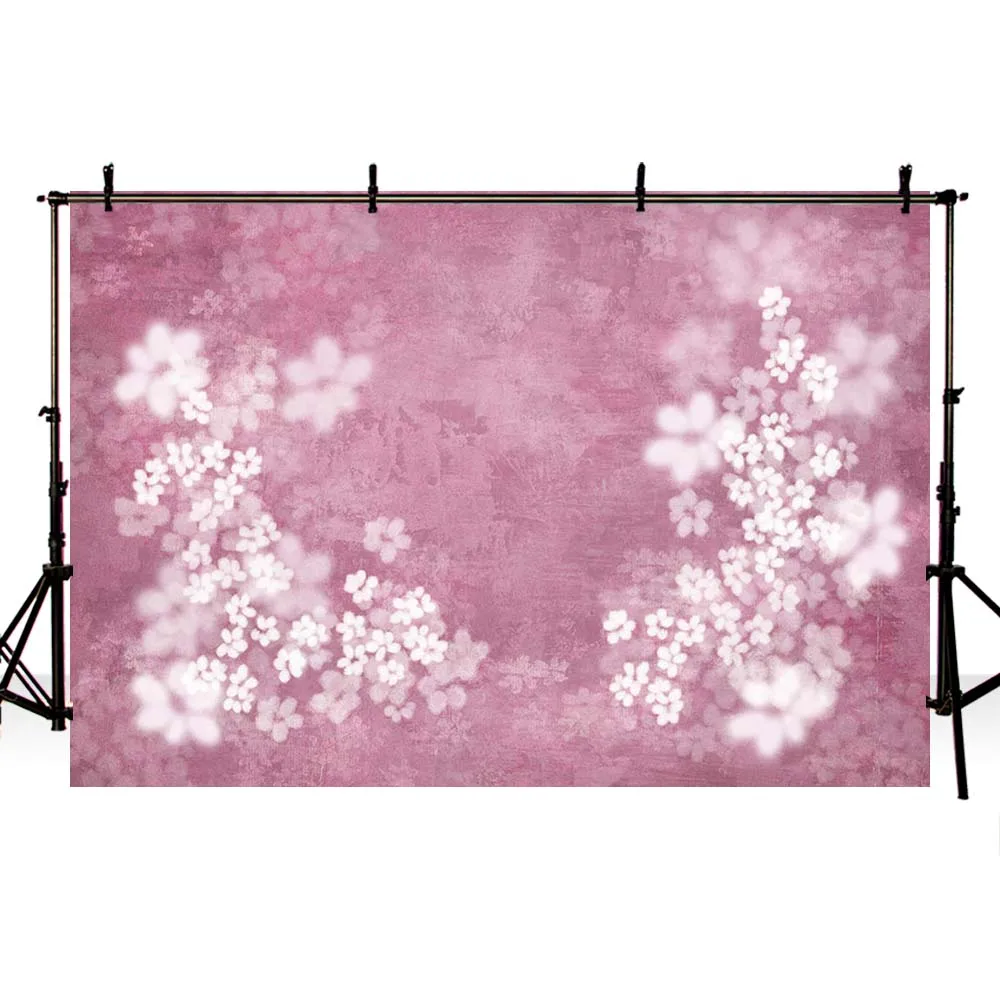 Mehofond Pink Grunge White Floral Backdrop For Photography Props Newborn Baby Shower Portrait Background Photophone Photo Studio