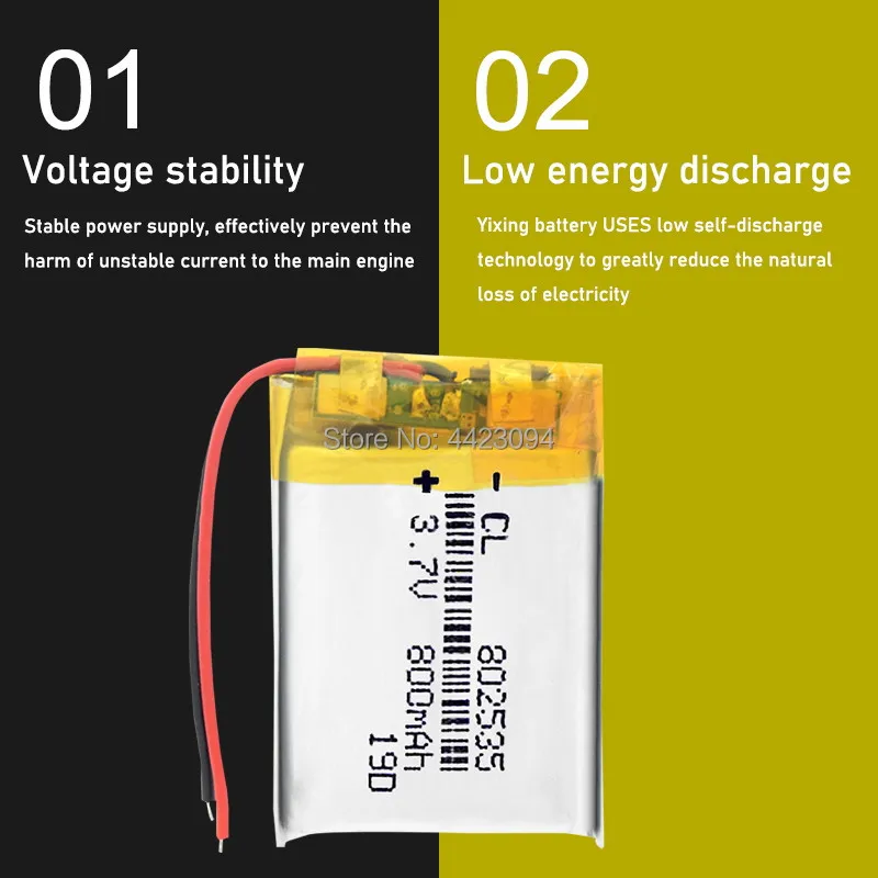 800mah 3.7v 802535 polímero de lítio li-po bateria recarregável para bluetooth speaker mp5 gps dvd pda pda levou luz li-ion celular