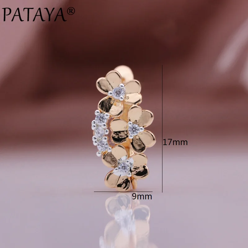 PATAYA New Trend 585 Rose Gold Color Drop Earrings For Women Gift Natural Zircon Flower Hanging Earrings Wedding Fashion Jewelry