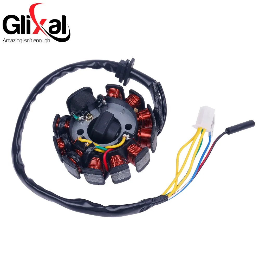 Glixal GY6 125cc 150cc 11 cewki Magneto Alternator stojan dla chiński skuter motorower ATV gokart quady 152QMI 157QMJ silnik (4 + 2)