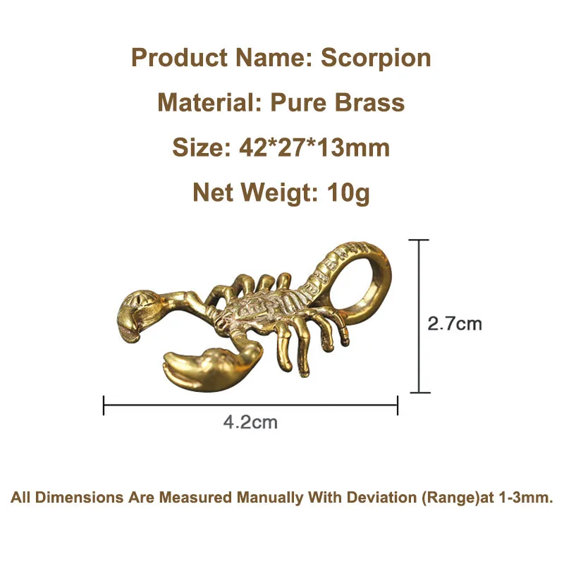 Handmade Brass Scorpio Pendant Vintage Bronze Scorpion Car Key Chain Pendant Hanging Trinket DIY Keyrings Necklaces Accessories