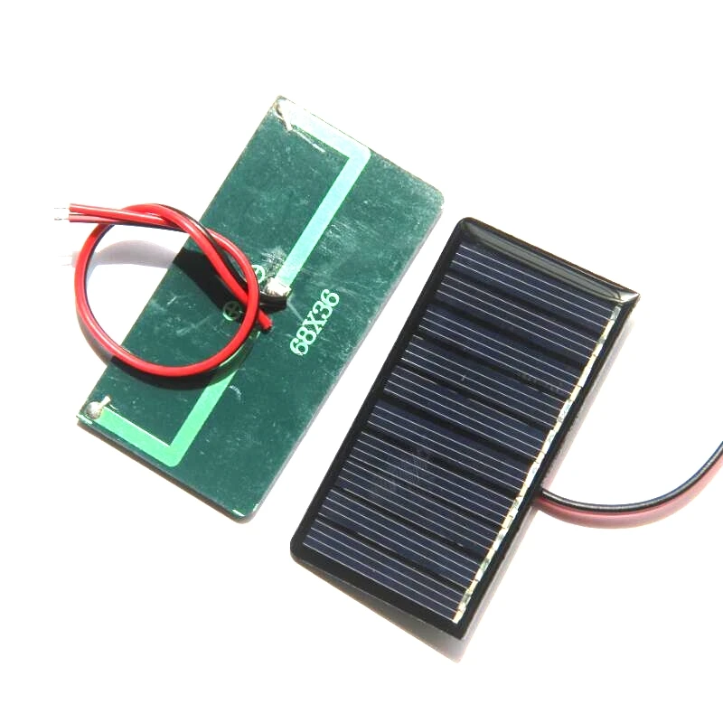 Factory Price 500PCS 5V Mini Solar Panels 0.3W Solar Cell with 15CM Cable for DIY Solar Light Small Solar Power System 68*36MM