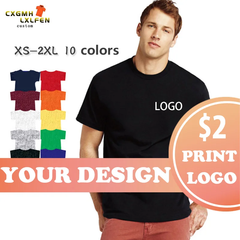 

NO LOGO Price Cotton Short Sleeve Solid Color O-neck T-shirt Tops Tee Customized Print Your Own Design Printed Unisex Size 210g