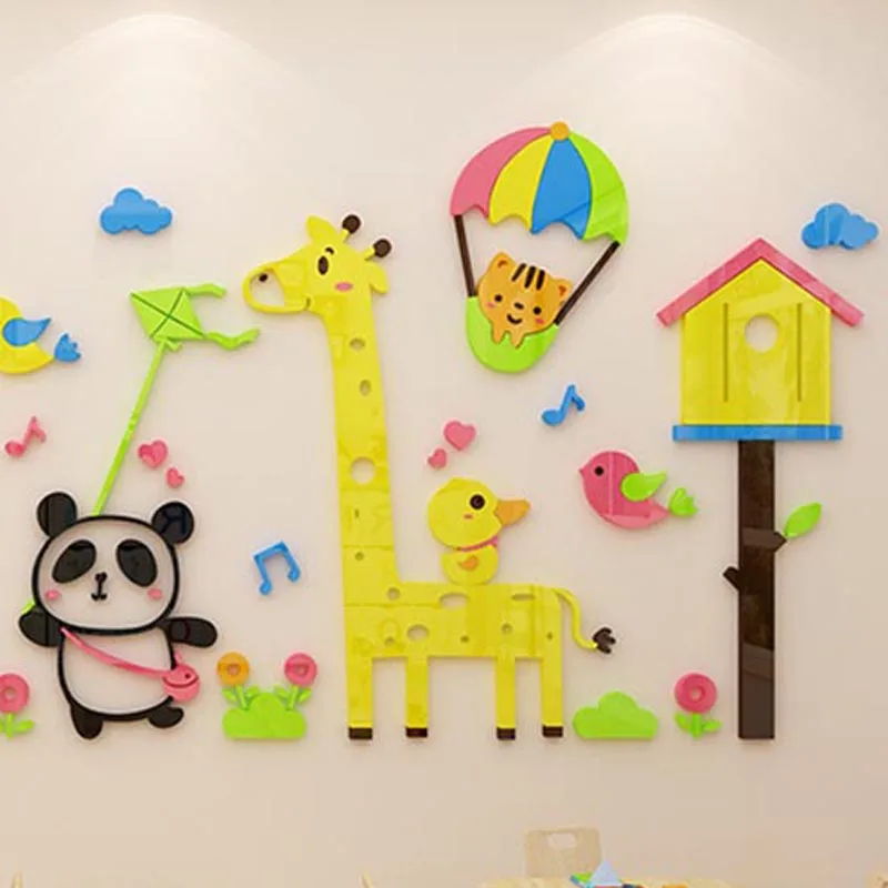 Cartoon Animal Wall Sticker Acrylic Material Wall Stickers For Kindergartens  Children's Rooms Wall Stickers In Living Room