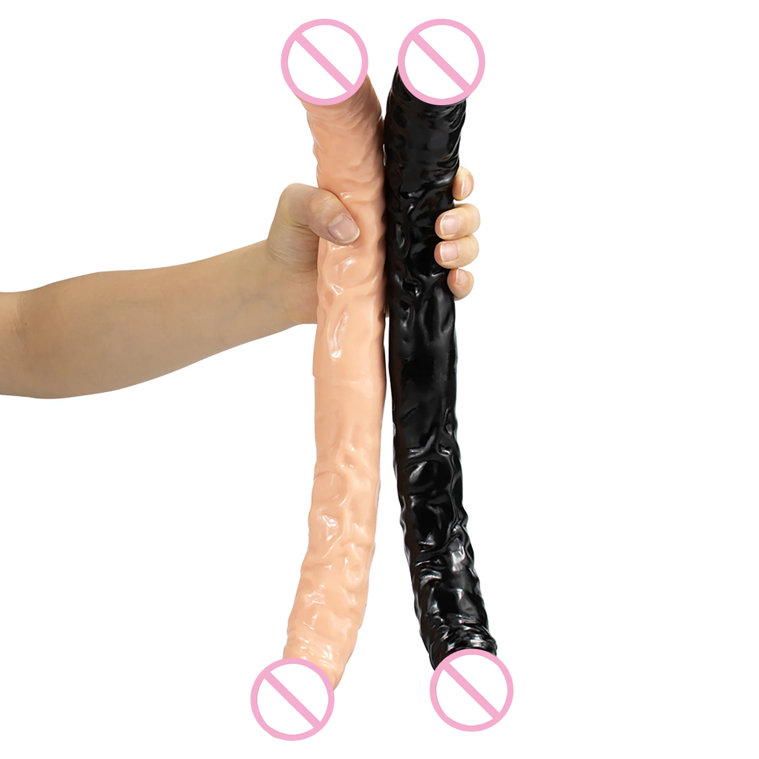 Overlength Double Dildos Soft Double-End Penis Realistic Dual Phallus Double Penetration Dick Stimulate Vagina and Anus Sex Toys