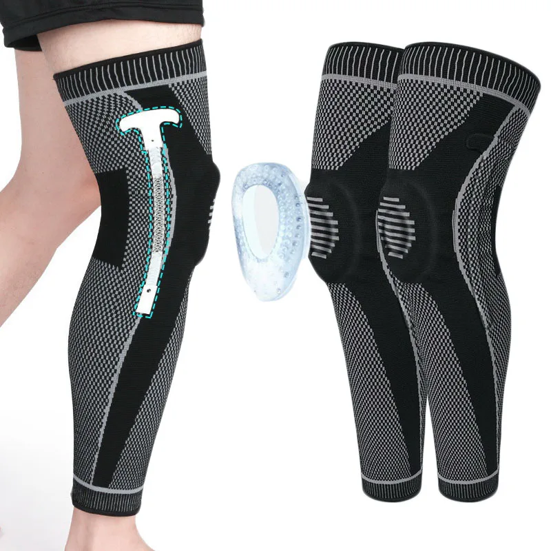 2Pcs Sports Knee Pads Silicone Springs Support Basketball Leg Sleeve Knee Patella Protector Cycling Run Compression Knee Brace