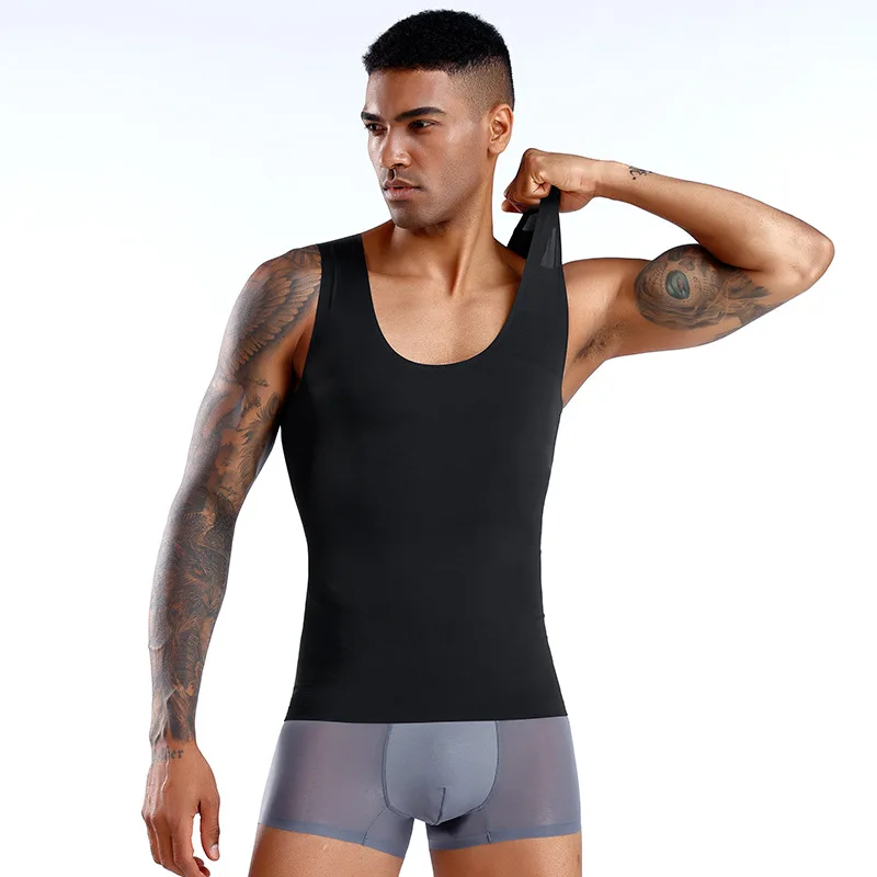 Breathable Men Sleeveless Shirt Slimming BodyShaper Vest Compression Tummy Control Shapewear Waist Trainer Bodybuilding Clothing