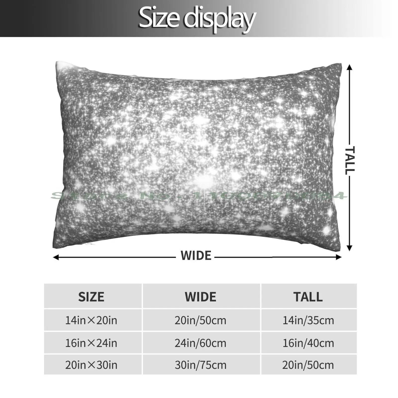 Galaxy Sparkle Stars Silver Gray Pillow Case 20x30 50*75 Sofa Bedroom Sparkle Stars Gray Grey Silver Diamonds Shimmering Galaxy