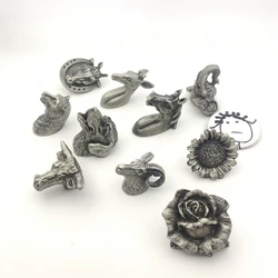 LCH Nordic Style Horse Head Elephant Deer Creative Knob Vintage Lead-Zinc Alloy Cabinet Handle Drawer Pull Matte Silver
