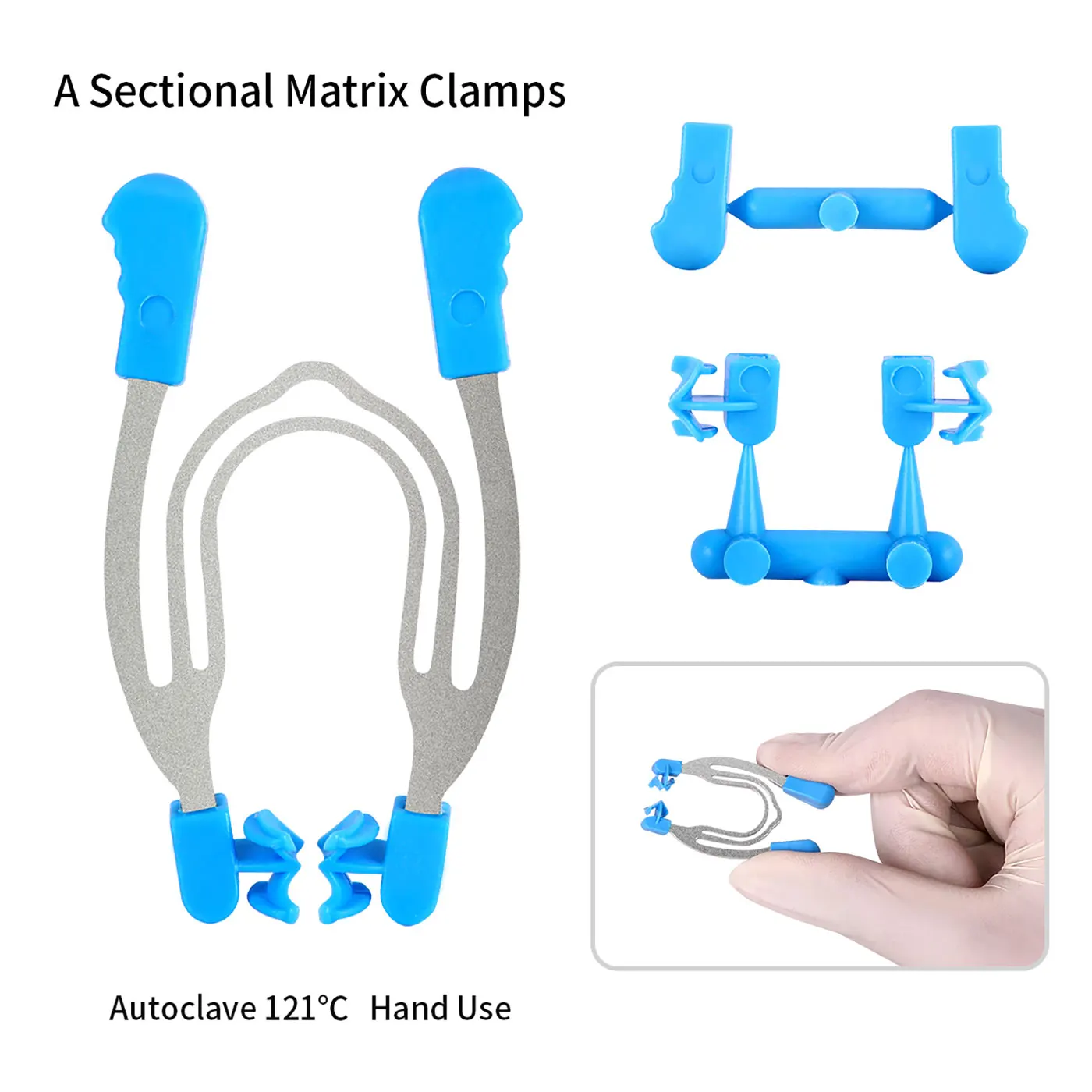 AZDENT-Clip de matriz contorneada seccional Dental, abrazaderas de Matrices, cuñas, Clip de resorte para odontología, anillo de Metal, herramientas