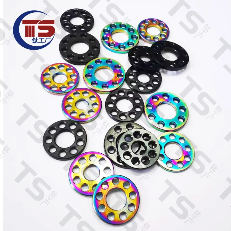 TS Titanium alloy drilling gasket nine holes flat pad M6 M8 M10 formotorcycle shell decorative gasket