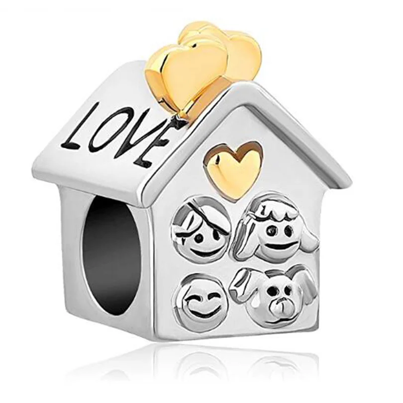 2025 New Love Sweet Home Pendant Beads Fit Pandora Women Diy Bracelets Bangles Jewelry