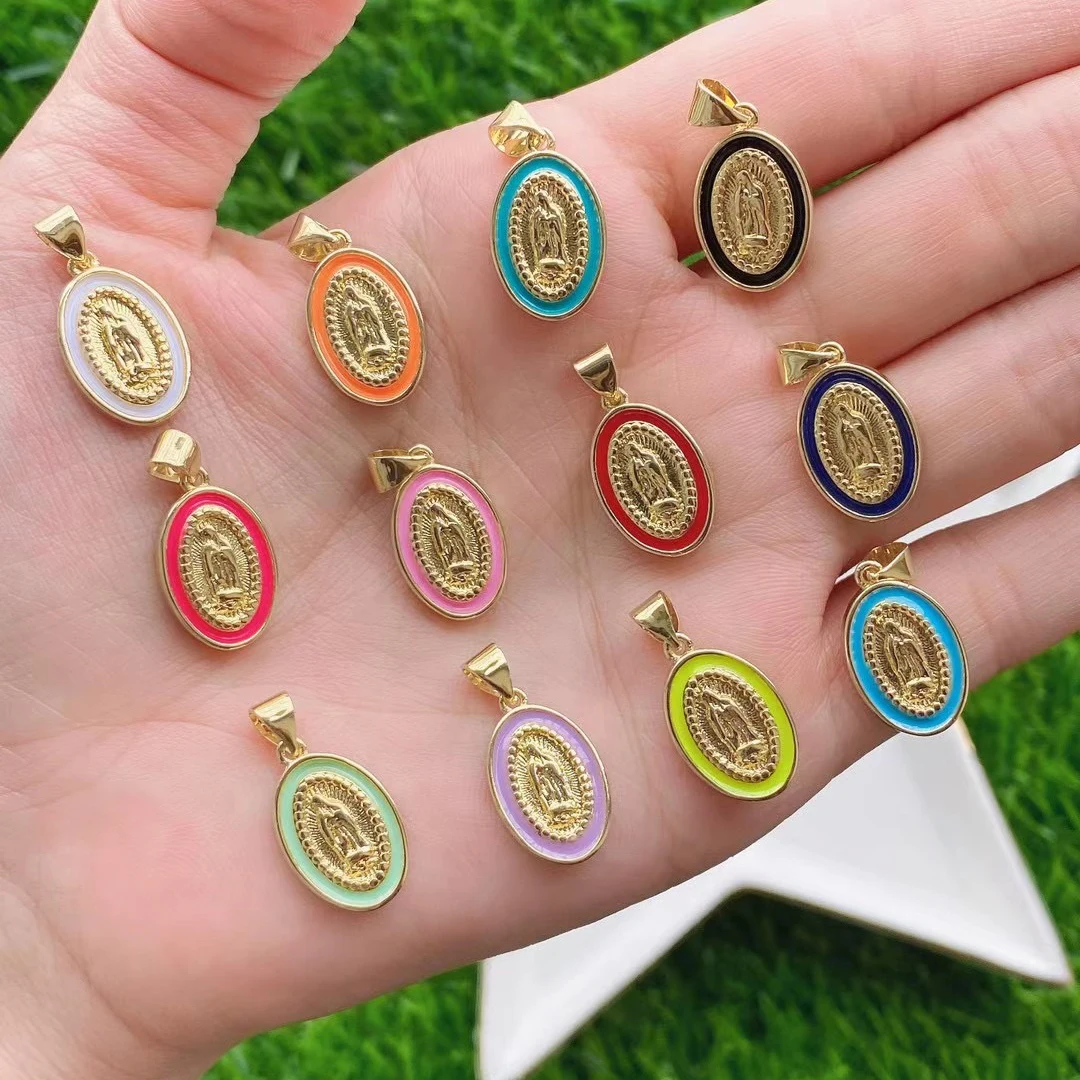 5Pcs/Lot Factory Directly Sale Custom Modern Personalized Drop Oil Guadalupe Pendants