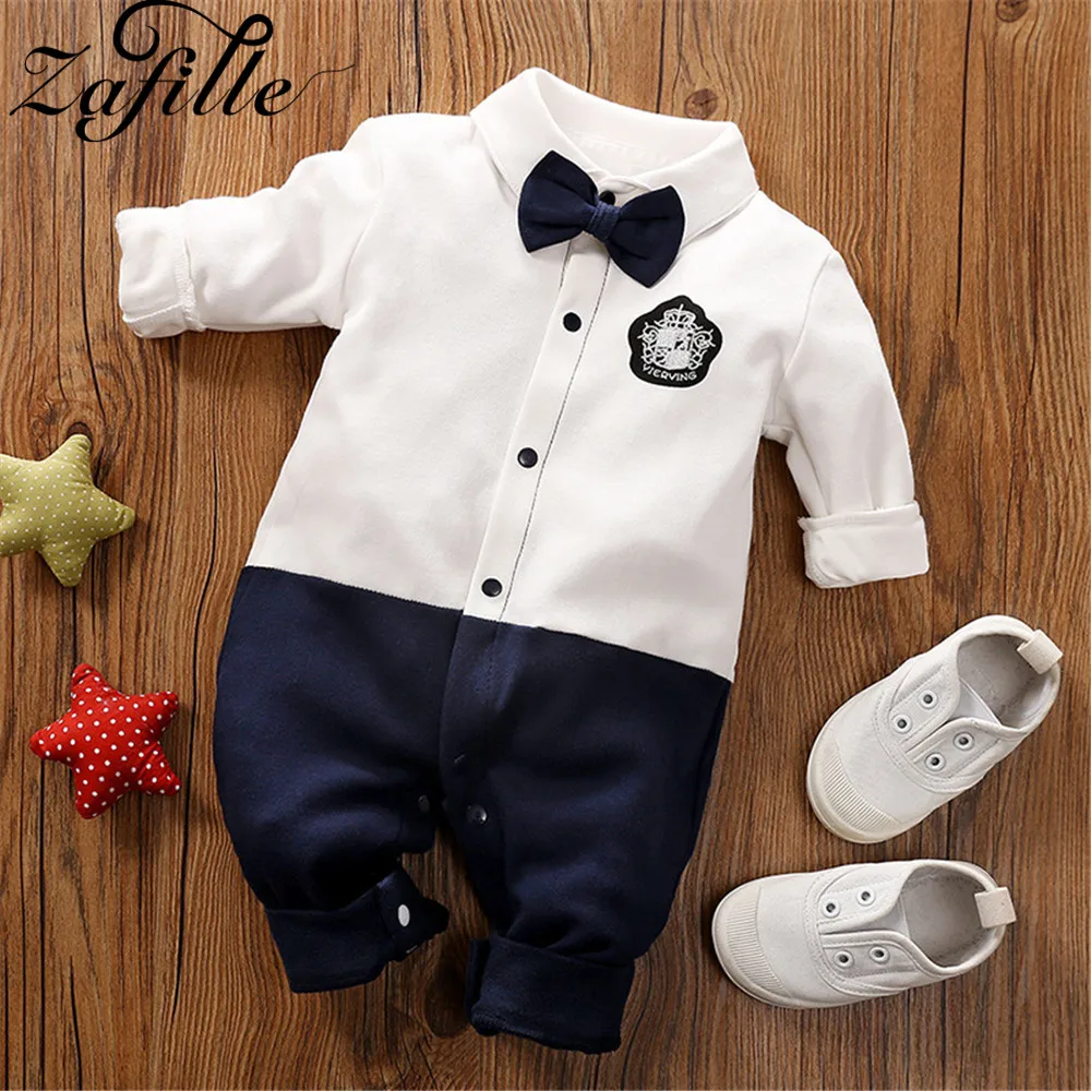 ZAFILLE Men\'s Baby Clothes Gentleman Costume For Newborns Boys Sleepwear Baby\'s Rompers Jumpsuit With Necktie Boy Baby Clothing