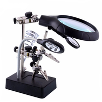 MG16129-C Welding Magnifying Glass 5 LED Auxiliary Clip Magnifier Hand Soldering Solder Iron Stand Holder