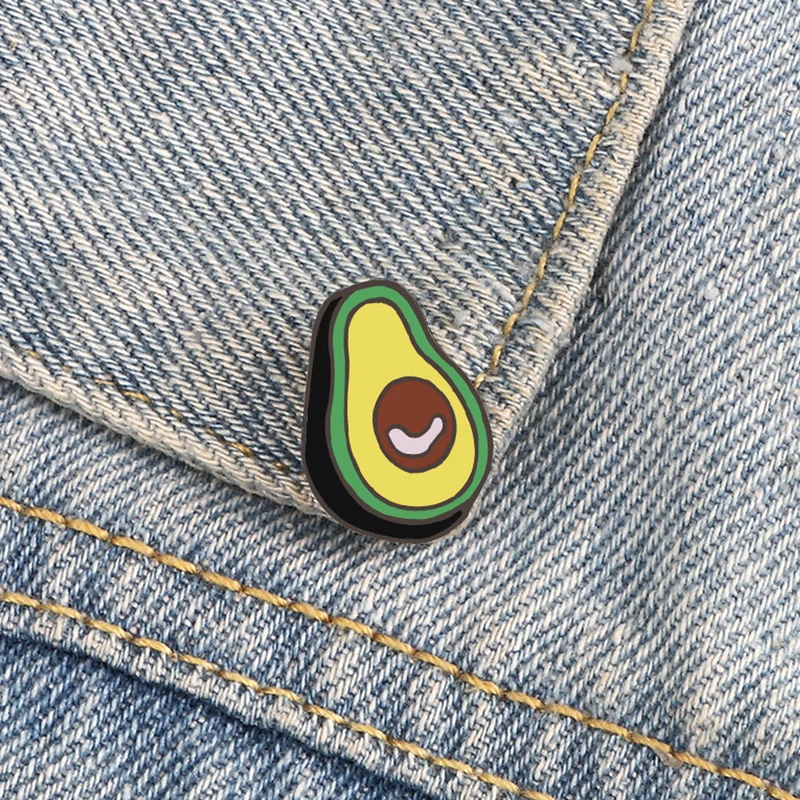 Green Cartoon Avocado Brooches Cute Fresh Fruit Enamel Pins Bag Clothes Lapel Pin Badges Funny Women Men Fashion Jewelry Gifts