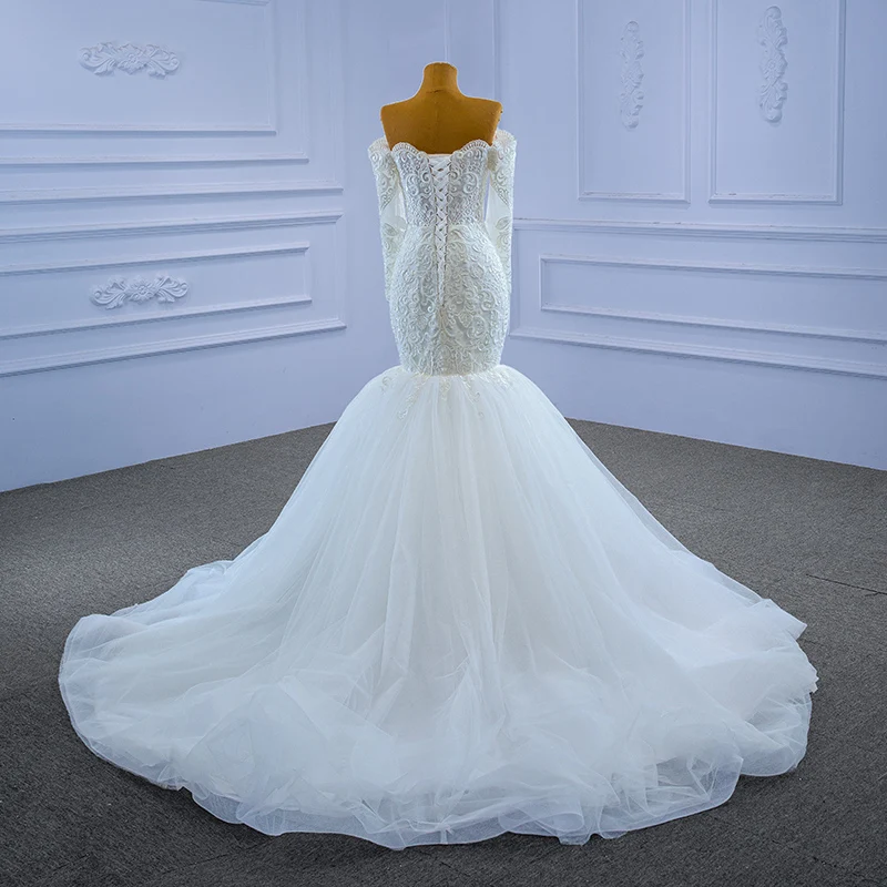 Kisswhite maßgeschneidertes RSM-Kollektion 67353, echte Fotos, Spitze, Meerjungfrau, Hochzeitskleid, Spitze, Perlen, Perlen, Trompete, Brautkleid