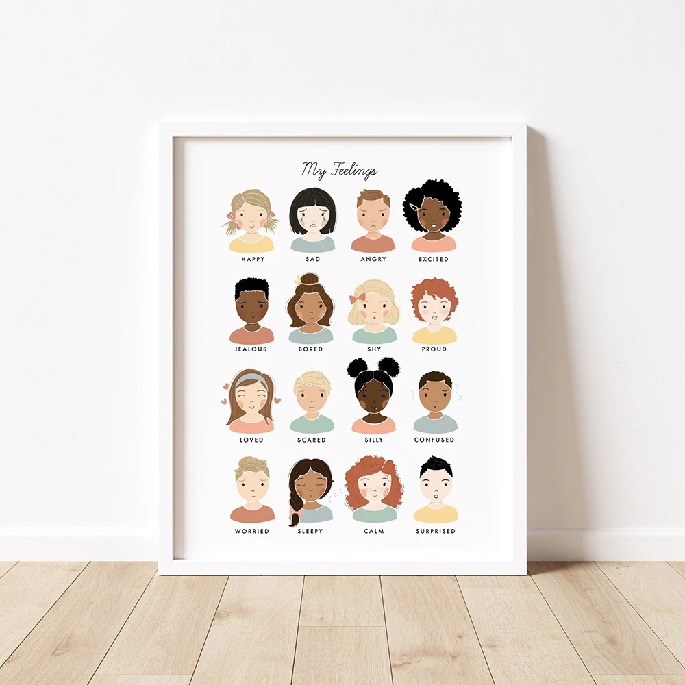 Calm Technique Chart Illustration Poster Calm Corner Print My Feeling Diagram Canvas Painting Kindergarten Classroom Home Decor