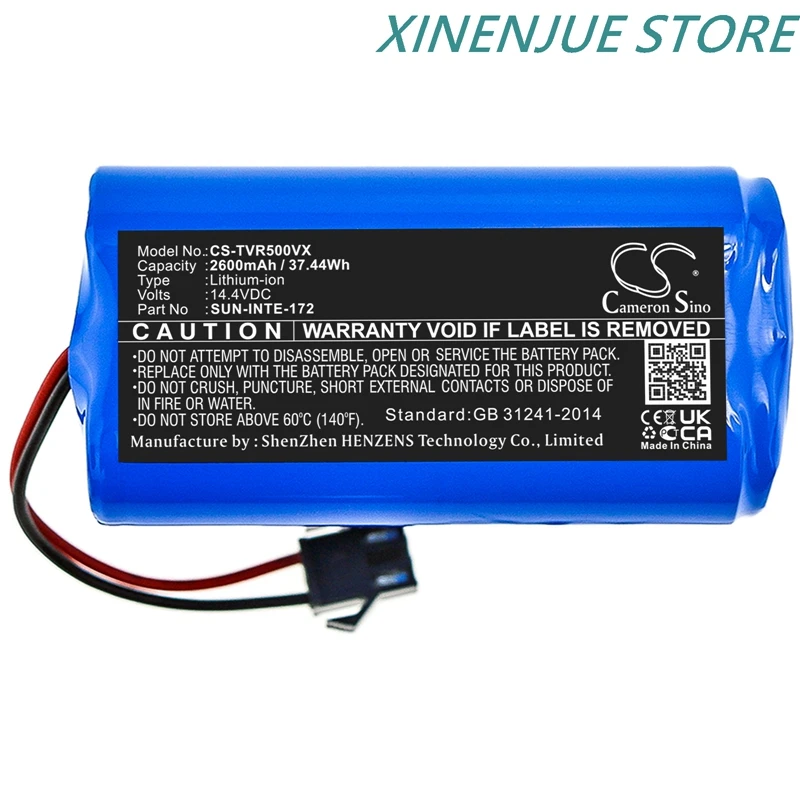 Robot Vacuum Cleaner Battery 14.4V/2600mAh for Tesvor V300,X500/Pro,X580,X583,X586,X580R,Simum 6/7/8/9,N1,S3,V6,M1,S6 Turbo,T8