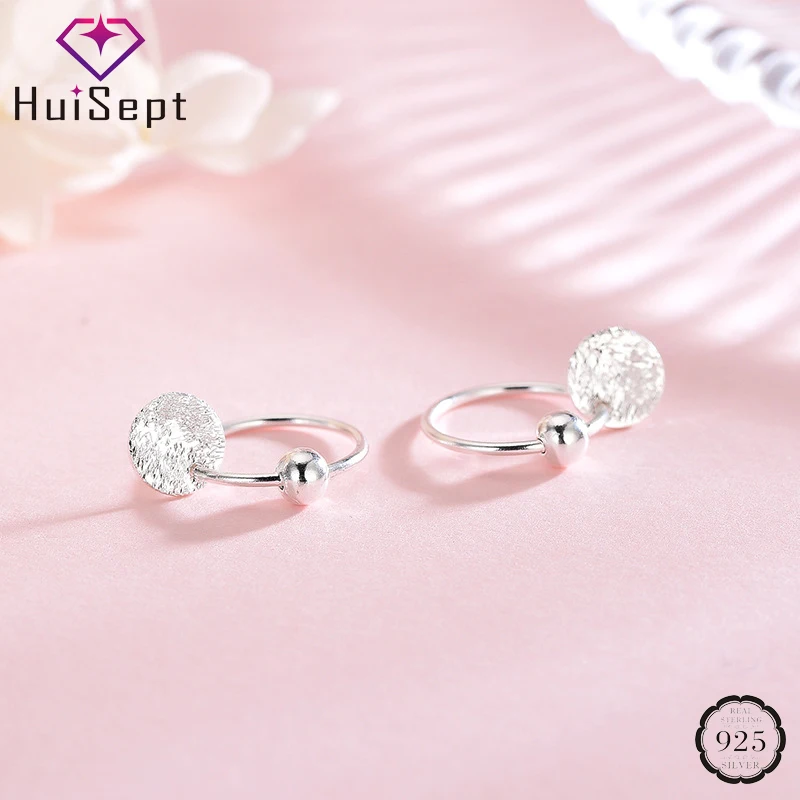 

HuiSept Women Earrings 925 Silver Jewelry Accessories Korean Style Round Shape Hoop Earrings for Wedding Party Gifts Wholesale